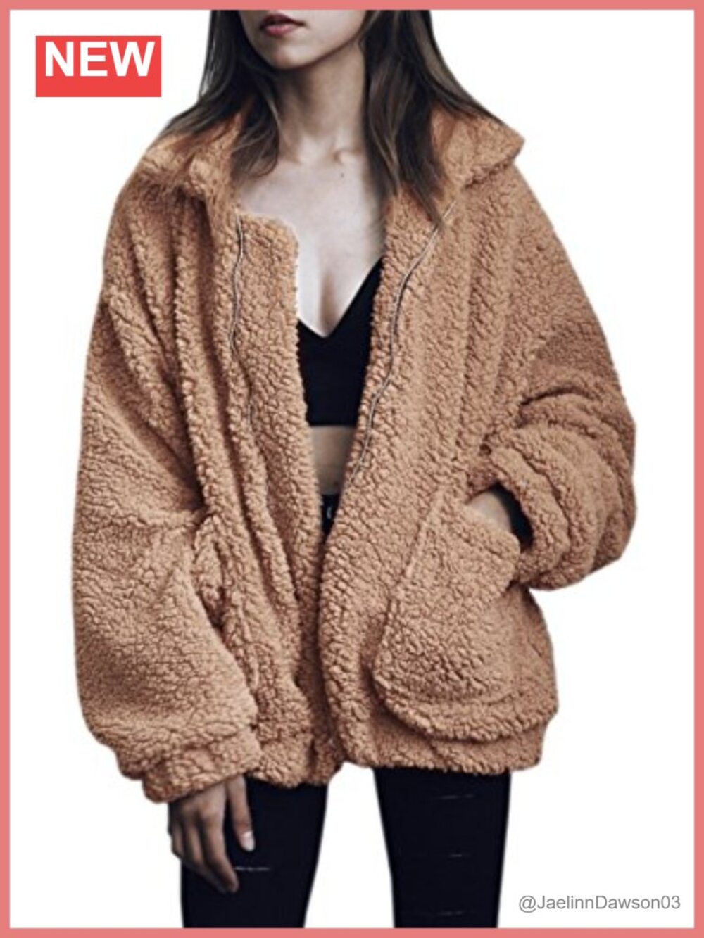 Faux Shearling Fleece Fuzzy Sherpa Winter Coat Oversized Warm Jacket